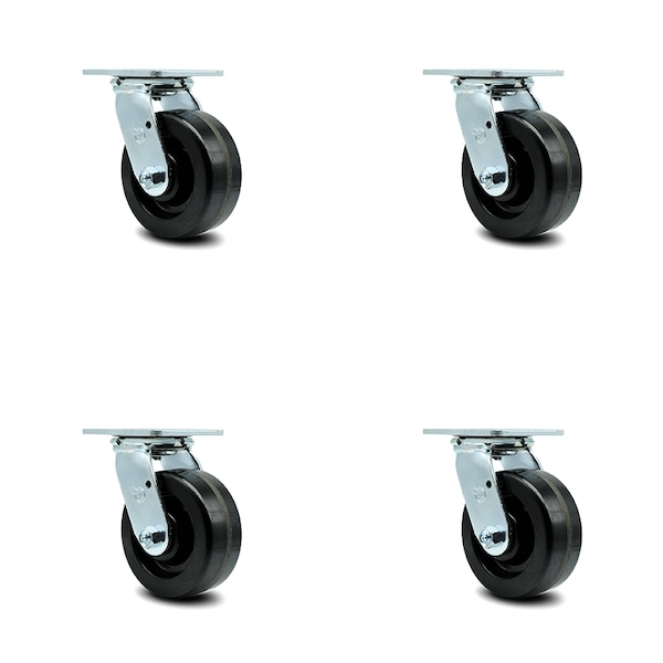 5 Inch Phenolic Wheel Swivel Caster Set with Ball Bearings